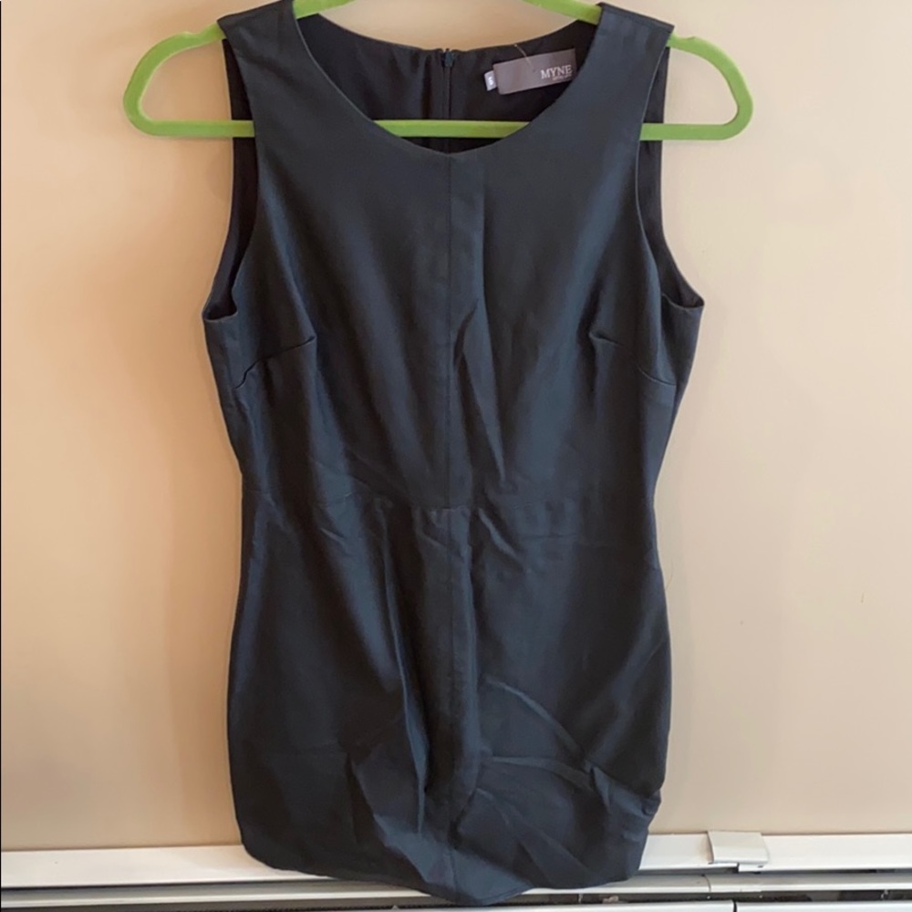 Myne Black pleather sleeveless dress size 6 NWT
